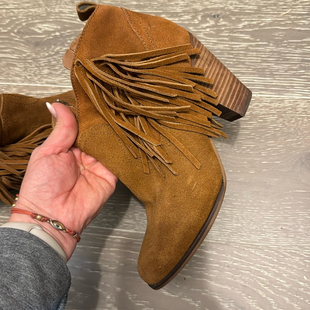 Steve Madden Ohio Fringe Booties Chestnut Brown